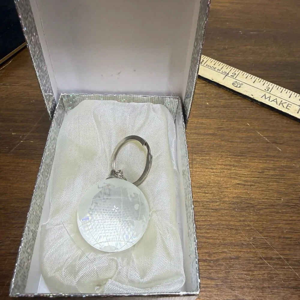 Mini World Globe Earth Map Clear Keyring Keychain Vintage Travel Gifts